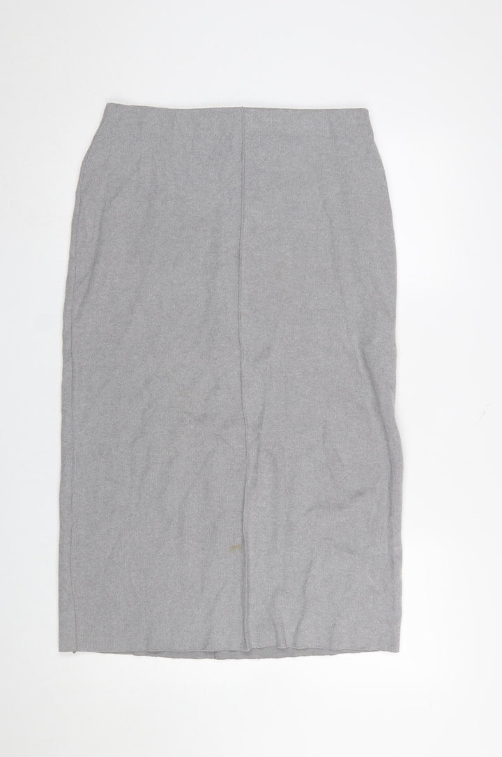 Zara Women’s Grey Midi Pencil Skirt Size L Stretch Jersey