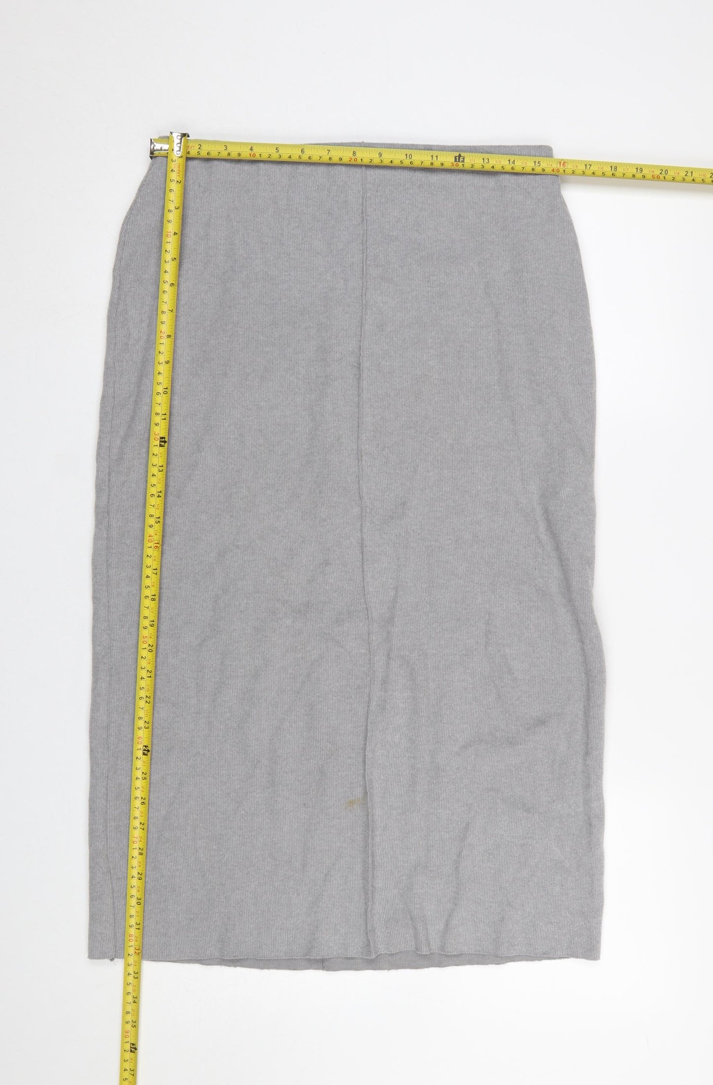 Zara Women’s Grey Midi Pencil Skirt Size L Stretch Jersey