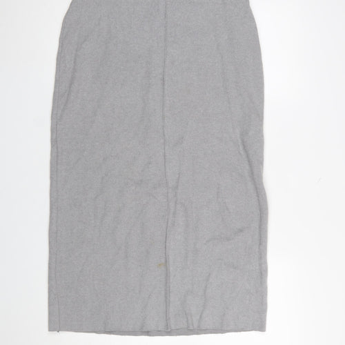 Zara Women’s Grey Midi Pencil Skirt Size L Stretch Jersey
