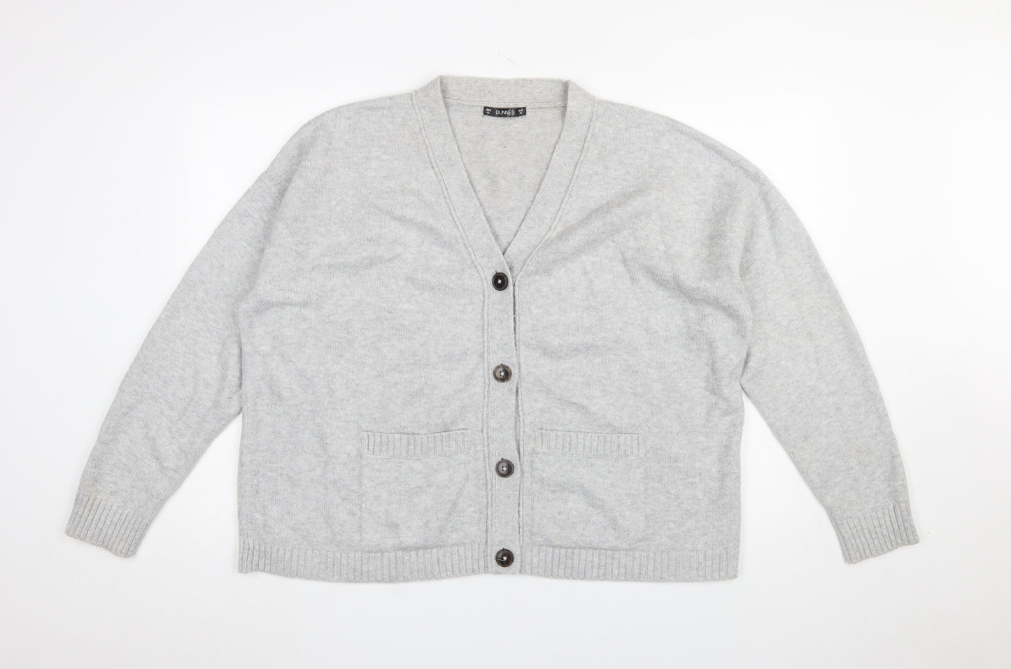 Dunnes Women’s Grey V-Neck Button-Up Cardigan Jumper XL
