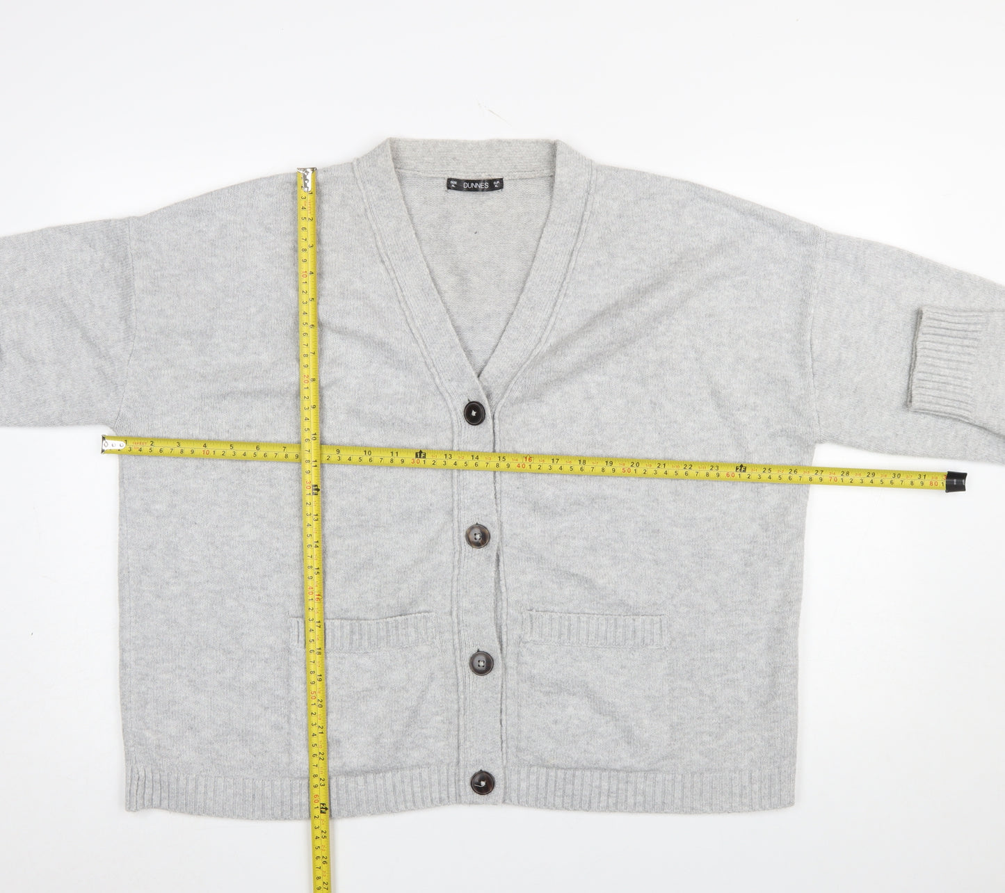 Dunnes Women’s Grey V-Neck Button-Up Cardigan Jumper XL