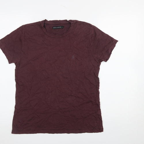 French Connection Men's Burgundy Cotton Crew Neck T-Shirt Size M