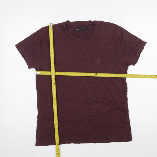 French Connection Men's Burgundy Cotton Crew Neck T-Shirt Size M