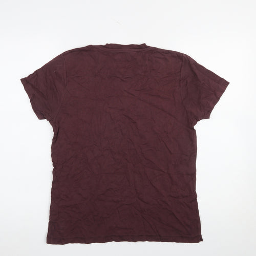 French Connection Men's Burgundy Cotton Crew Neck T-Shirt Size M