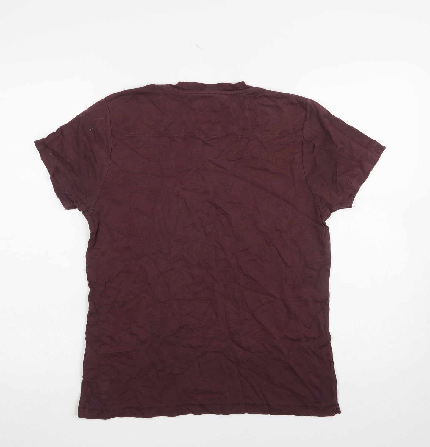French Connection Men's Burgundy Cotton Crew Neck T-Shirt Size M