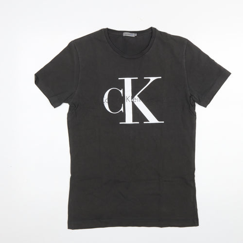 Calvin Klein Jeans Mens Black Logo Slim Fit T-Shirt Size S
