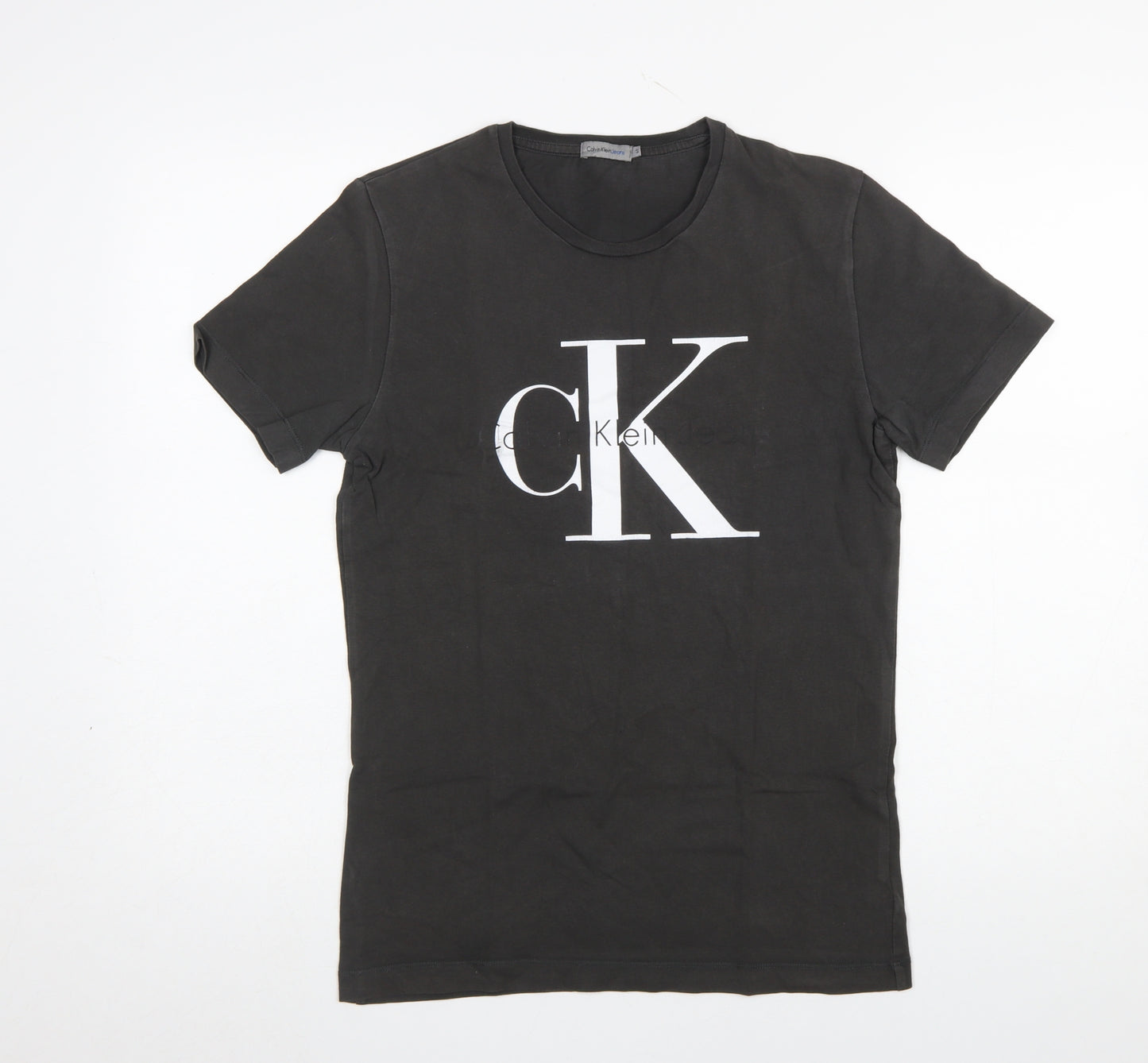 Calvin Klein Jeans Mens Black Logo Slim Fit T-Shirt Size S