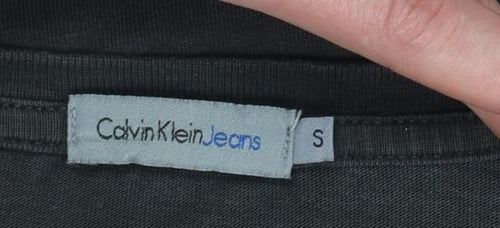 Calvin Klein Jeans Mens Black Logo Slim Fit T-Shirt Size S