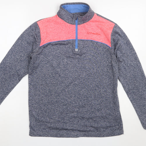 O’Neills Boys Blue & Coral 1/4 Zip Pullover Sweatshirt Age 13