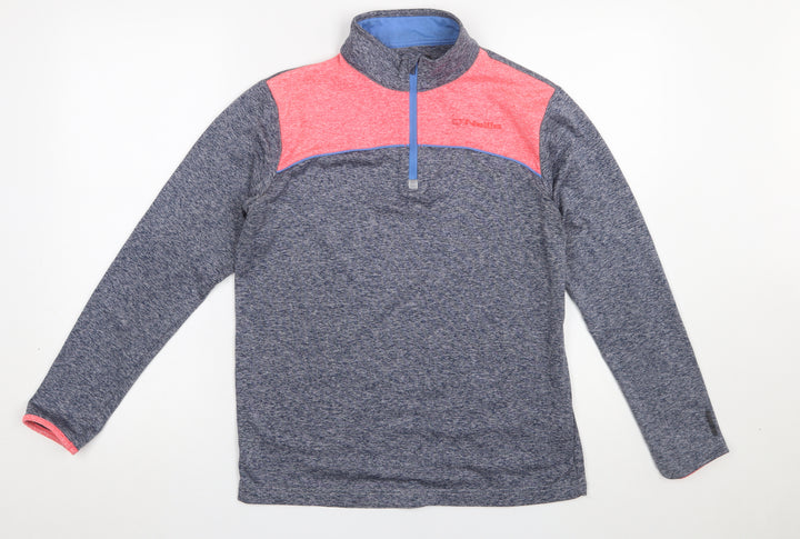 O’Neills Boys Blue & Coral 1/4 Zip Pullover Sweatshirt Age 13
