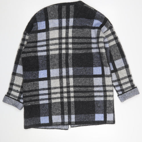 Dunnes Women Grey Check 3/4 Sleeve Open Knit Cardigan M