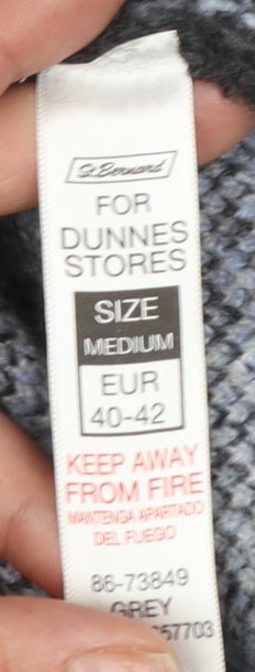 Dunnes Women Grey Check 3/4 Sleeve Open Knit Cardigan M