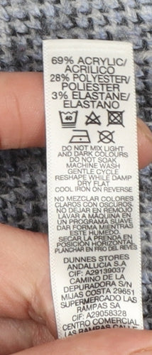 Dunnes Women Grey Check 3/4 Sleeve Open Knit Cardigan M