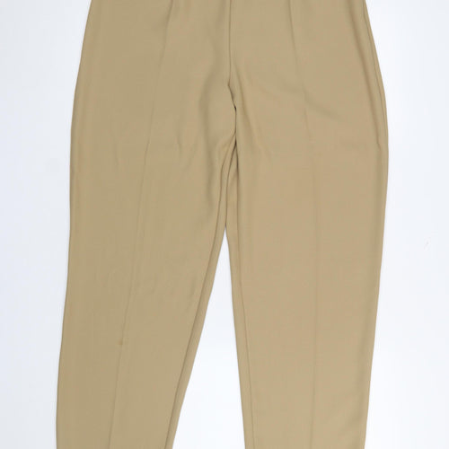TAGG Women’s Beige Pleated Crepe Tapered Trousers Size 16