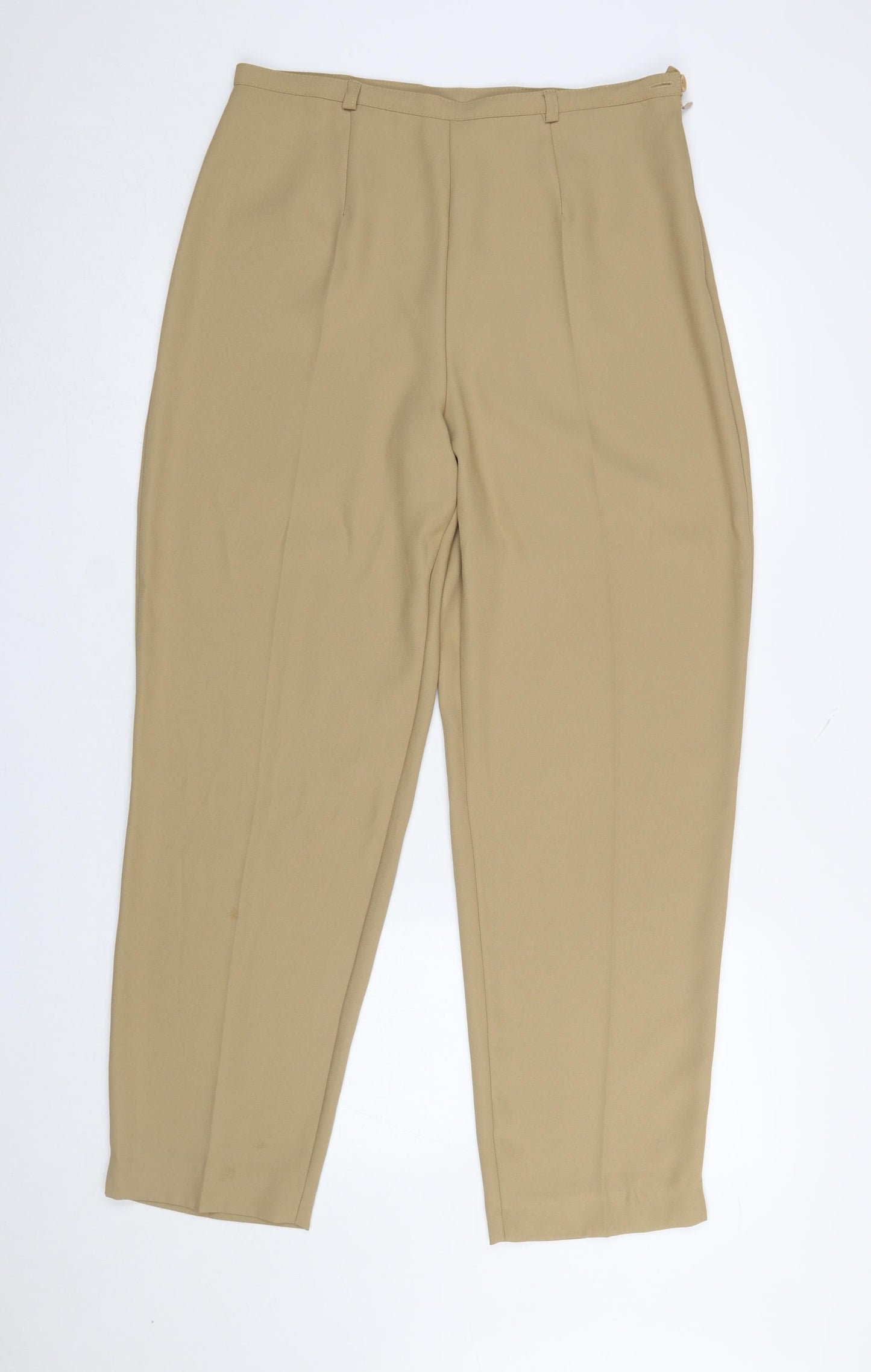TAGG Women’s Beige Pleated Crepe Tapered Trousers Size 16