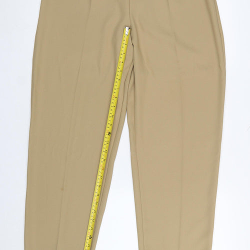 TAGG Women’s Beige Pleated Crepe Tapered Trousers Size 16