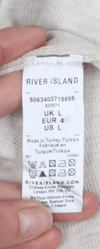 River Island Women Beige L Relaxed Fit Pullover Sweatshirt