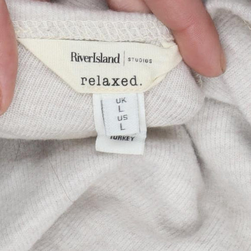 River Island Women Beige L Relaxed Fit Pullover Sweatshirt