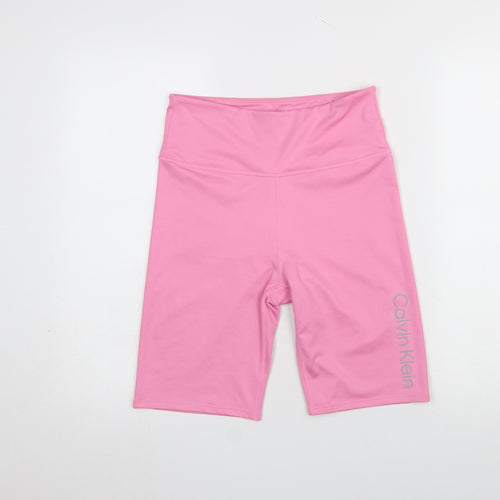 Calvin Klein Women’s Pink Biker Activewear Shorts M Slim Fit