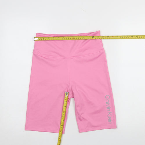 Calvin Klein Women’s Pink Biker Activewear Shorts M Slim Fit