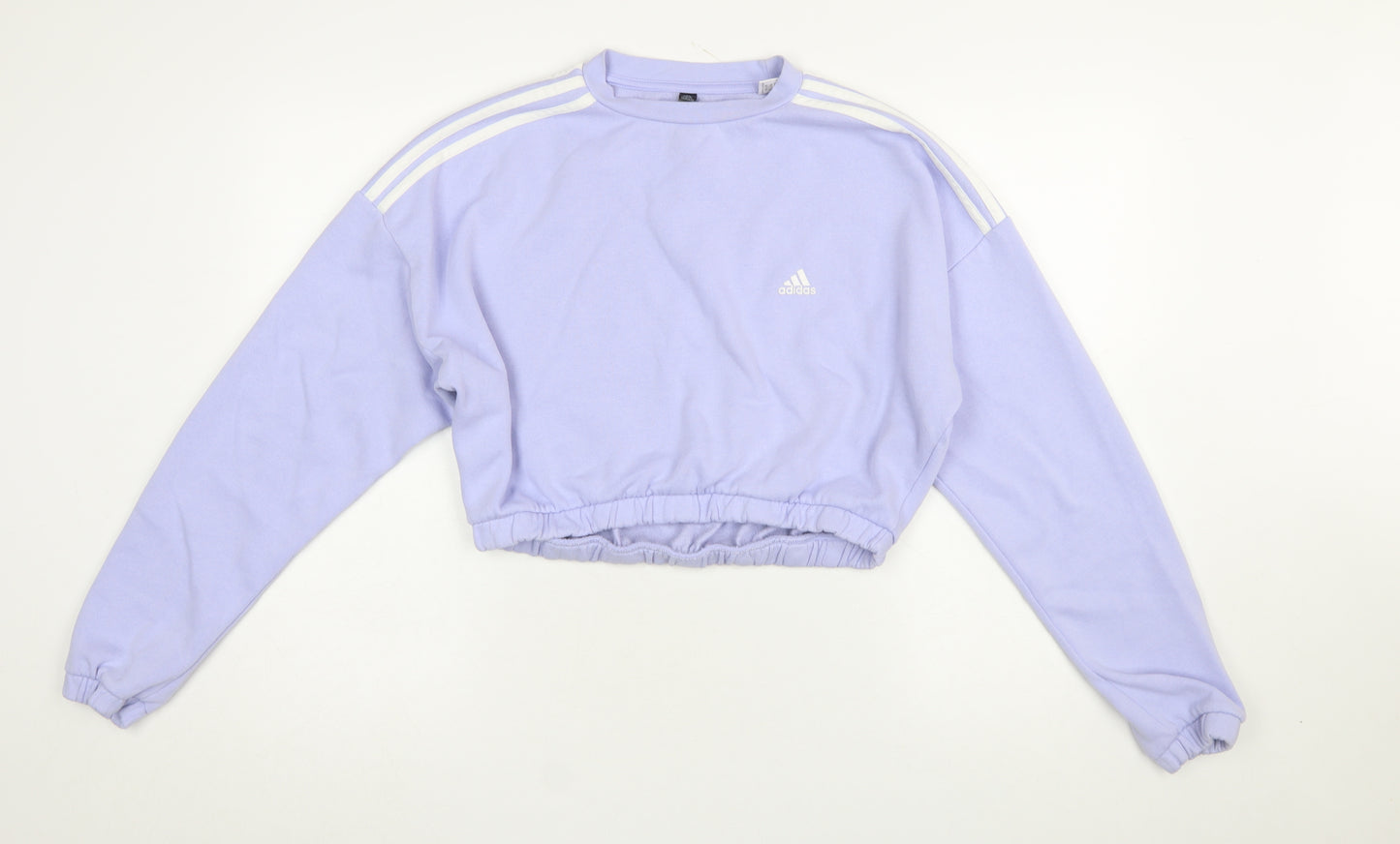 Adidas Women's Lilac Cropped Sweatshirt Size 14 Long Sleeve Crew Neck