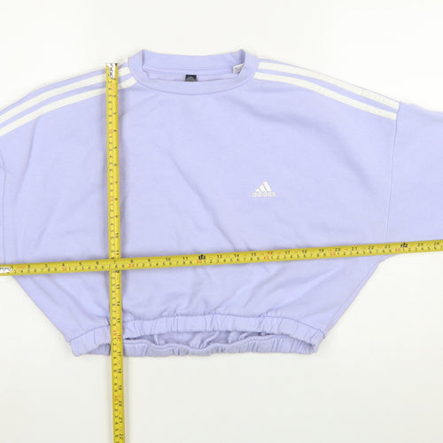 Adidas Women's Lilac Cropped Sweatshirt Size 14 Long Sleeve Crew Neck