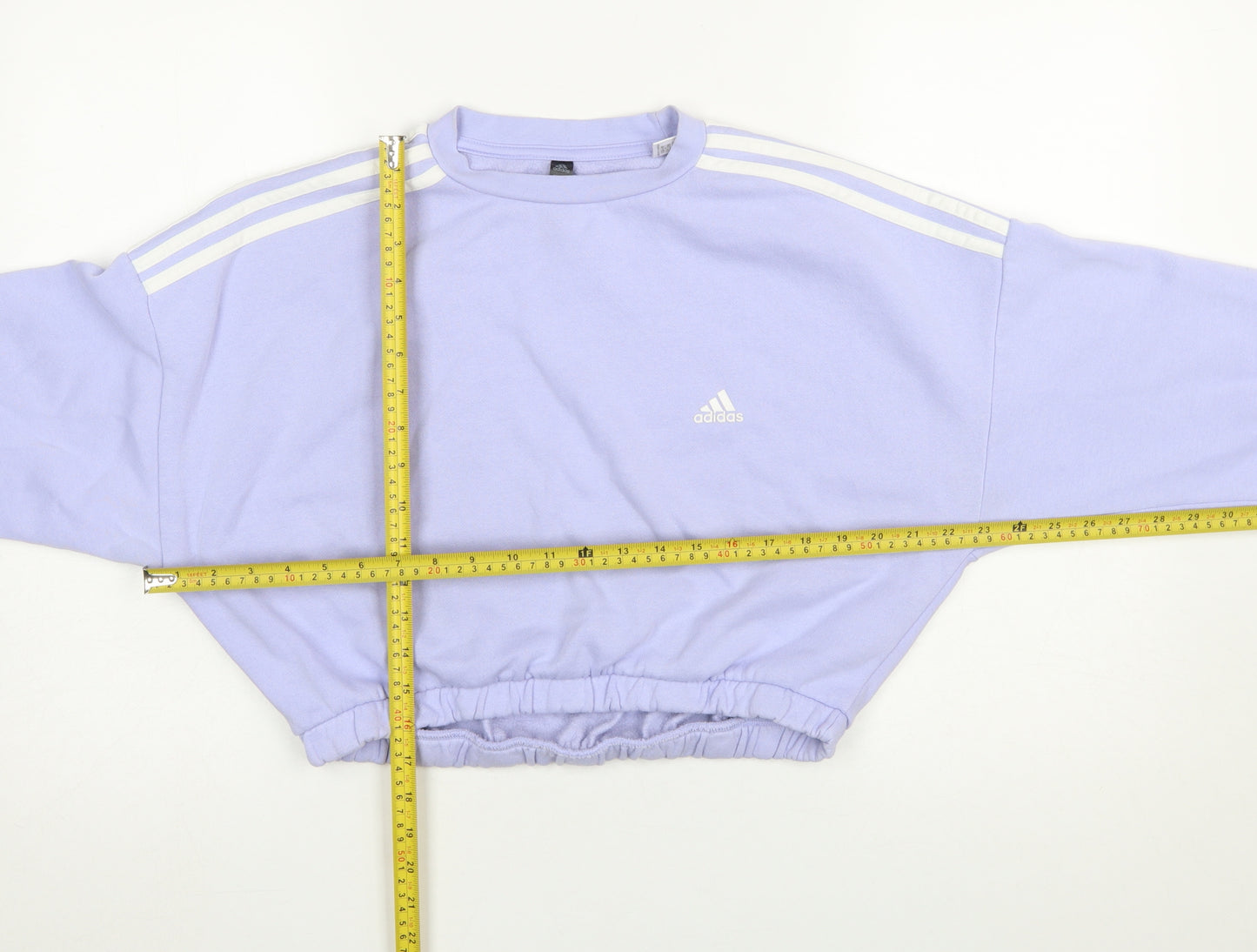 Adidas Women's Lilac Cropped Sweatshirt Size 14 Long Sleeve Crew Neck