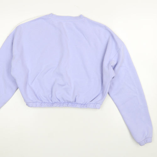 Adidas Women's Lilac Cropped Sweatshirt Size 14 Long Sleeve Crew Neck