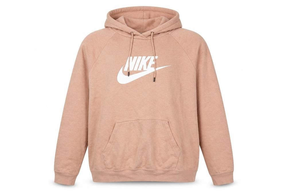 Front view of Nike Women’s Beige XL Pullover Hoodie Sweatshirt Cotton Blend
