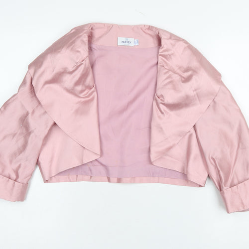 Presen Women Pink Size 16 Cropped Satin Shawl Blazer Jacket