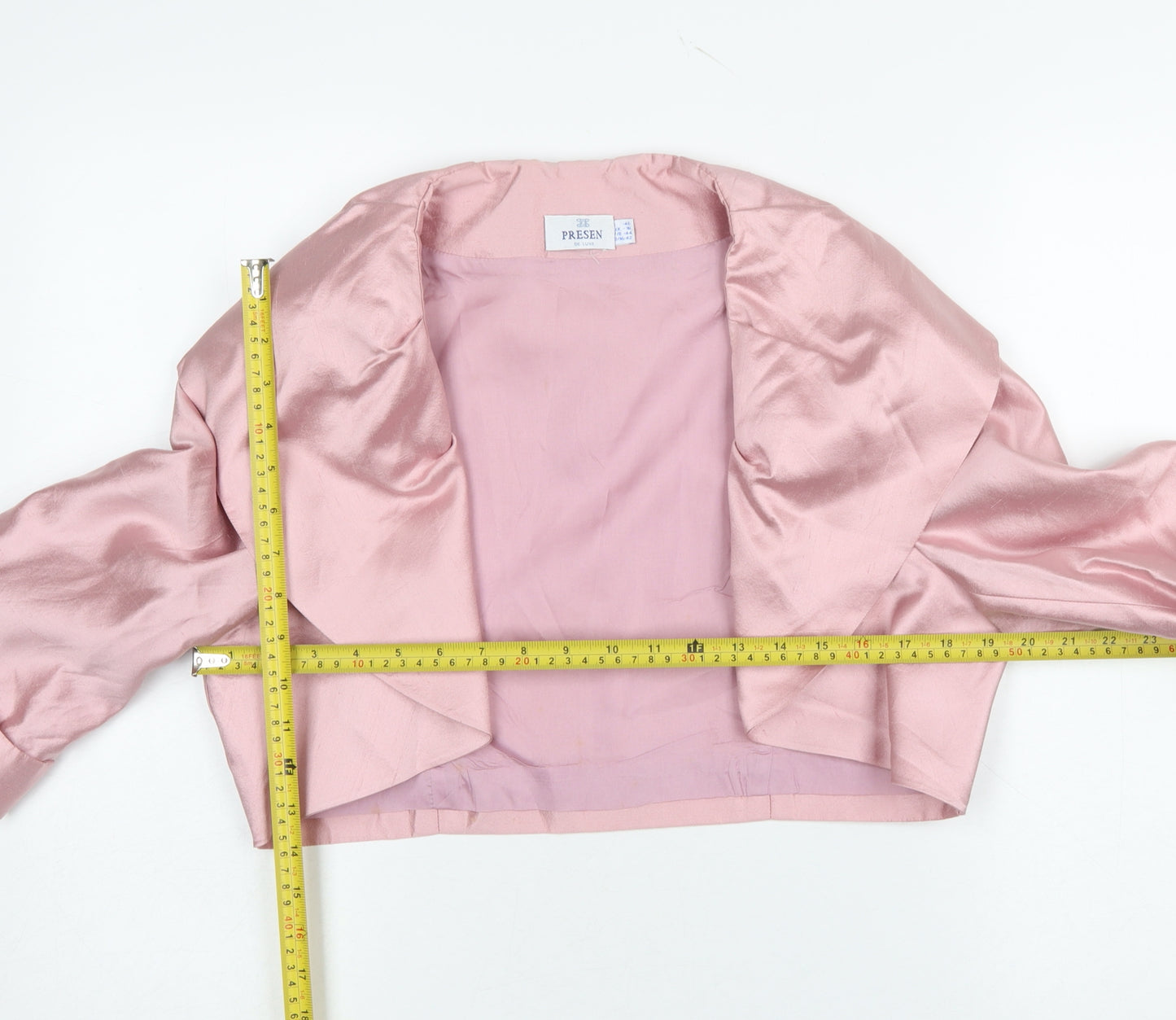 Presen Women Pink Size 16 Cropped Satin Shawl Blazer Jacket