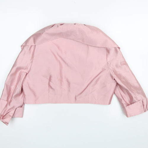 Presen Women Pink Size 16 Cropped Satin Shawl Blazer Jacket