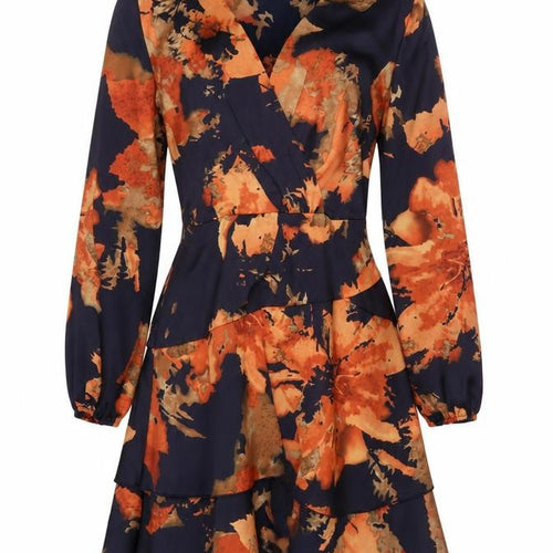 Quiz Women’s Multicoloured Floral Fit & Flare V-Neck Short Dress UK 8