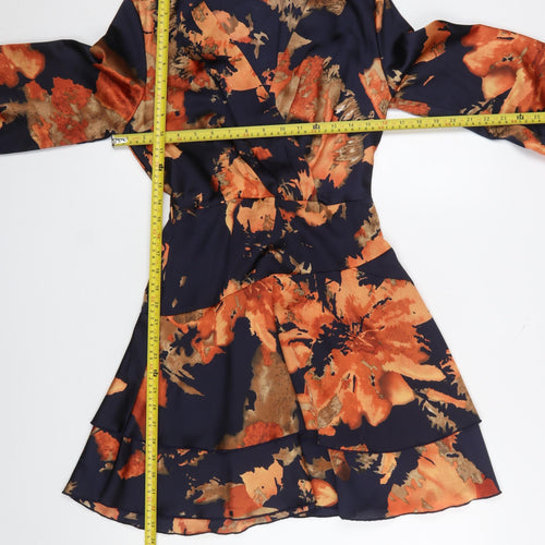 Quiz Women’s Multicoloured Floral Fit & Flare V-Neck Short Dress UK 8