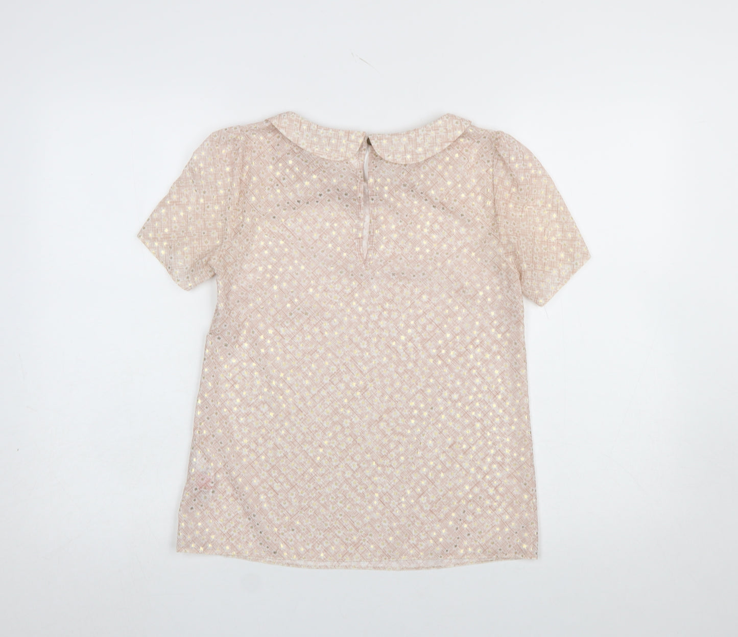 Miss Selfridge Women Pink Short Sleeve Collared Lace Blouse UK 6