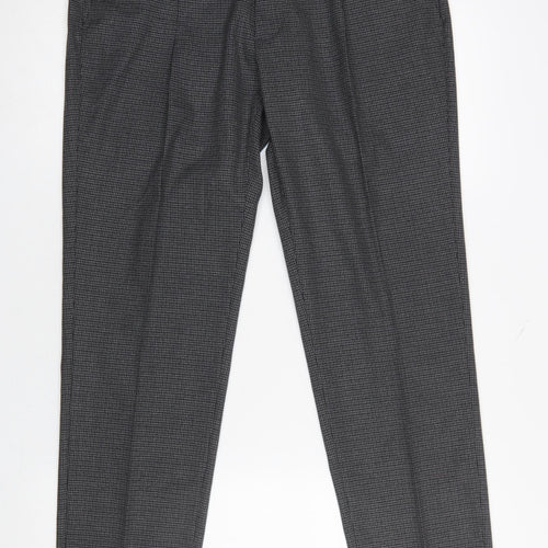 Marks and Spencer Men's Grey Check Dress Pants 32x29 Regular Fit