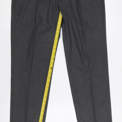 Marks and Spencer Men's Grey Check Dress Pants 32x29 Regular Fit