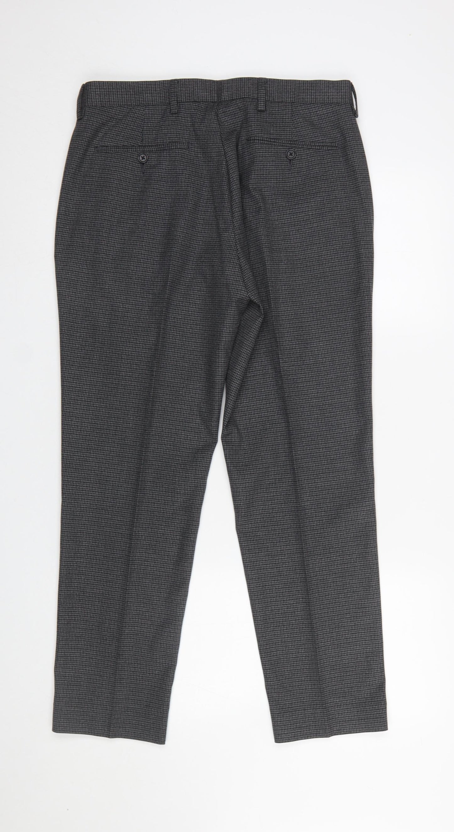 Marks and Spencer Men's Grey Check Dress Pants 32x29 Regular Fit