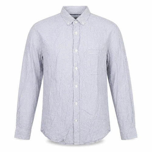 Dunnes Stores Men's Blue Striped Cotton Button-Up Shirt M Regular Fit