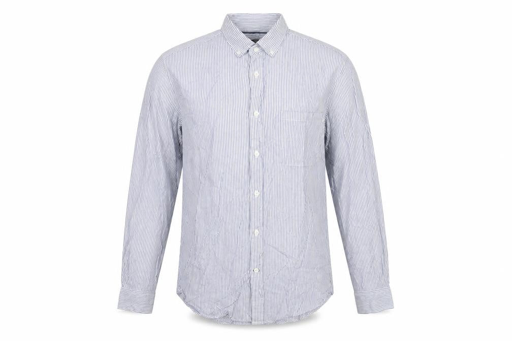 Dunnes Stores Men's Blue Striped Cotton Button-Up Shirt M Regular Fit