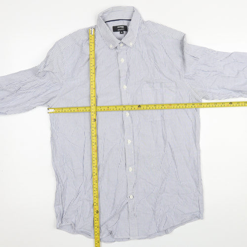 Dunnes Stores Men's Blue Striped Cotton Button-Up Shirt M Regular Fit