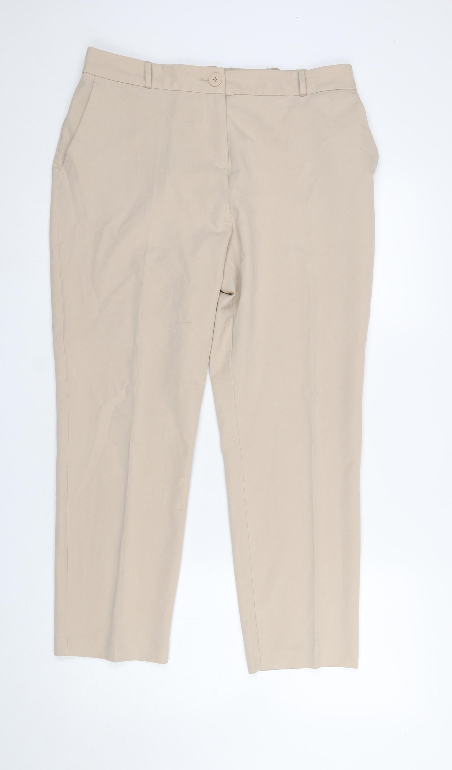 Dunnes Womens Beige Chino Trousers Size 14 Regular Fit