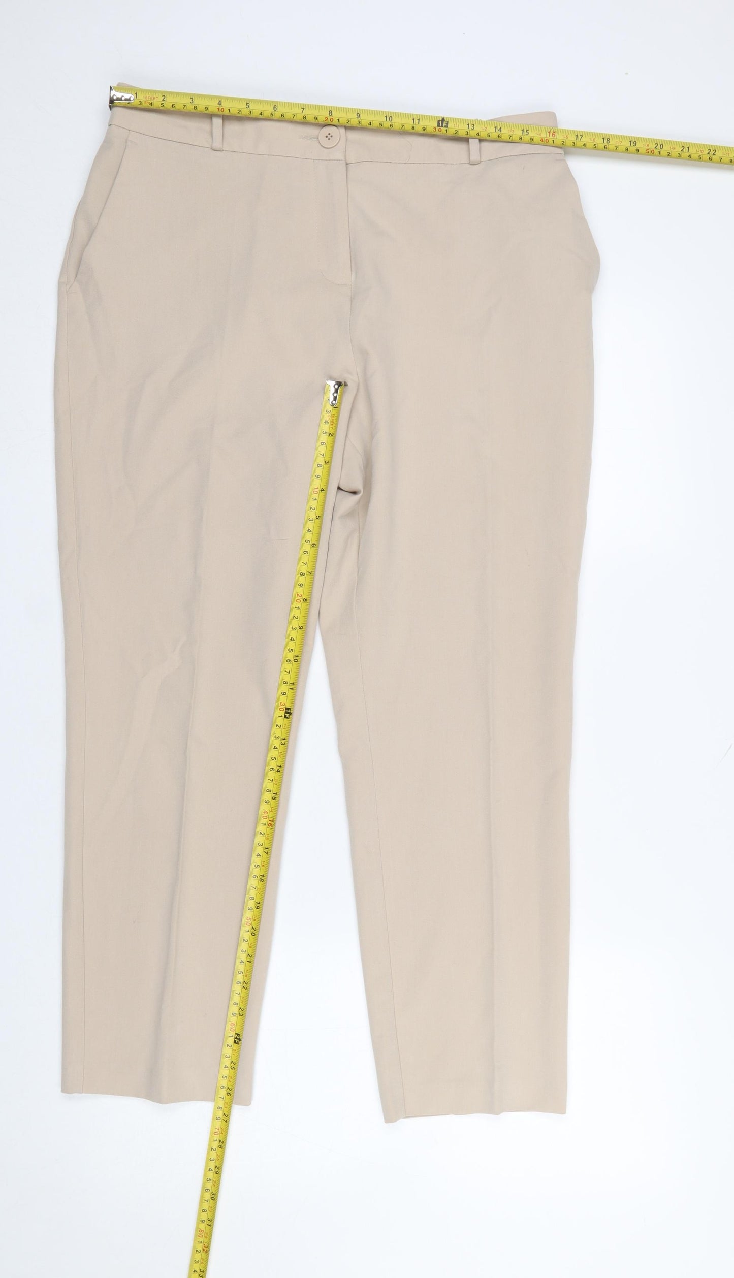 Dunnes Womens Beige Chino Trousers Size 14 Regular Fit