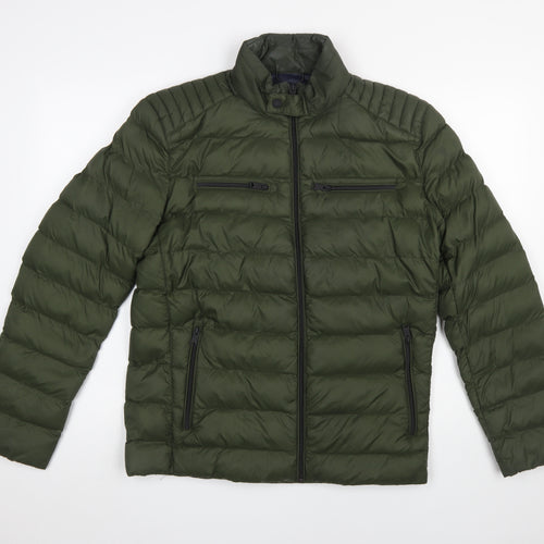 Lucky Brand Men's Green Puffer Jacket Size S Quilted Zip Up Winter Coat