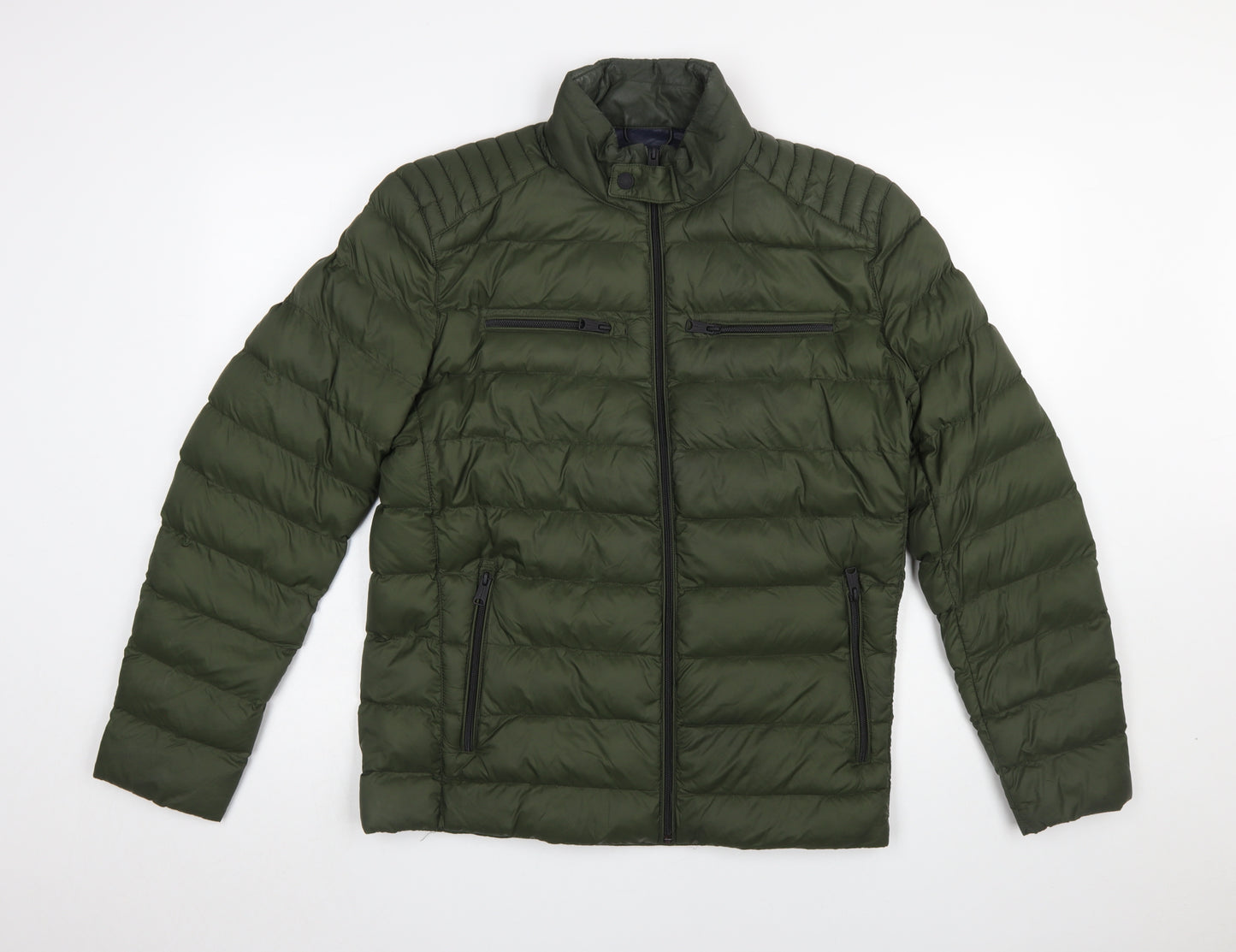 Lucky Brand Men's Green Puffer Jacket Size S Quilted Zip Up Winter Coat