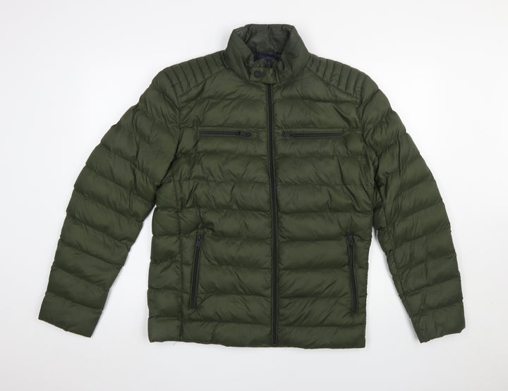 Lucky Brand Men's Green Puffer Jacket Size S Quilted Zip Up Winter Coat
