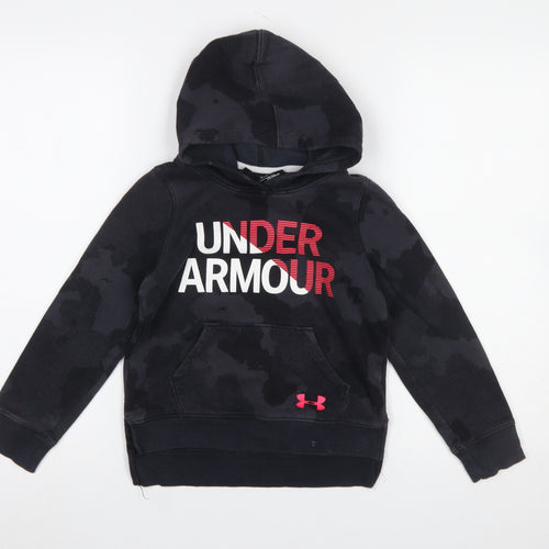Under Armour Boys Black Camouflage Pullover Hoodie Size Small Cotton Blend