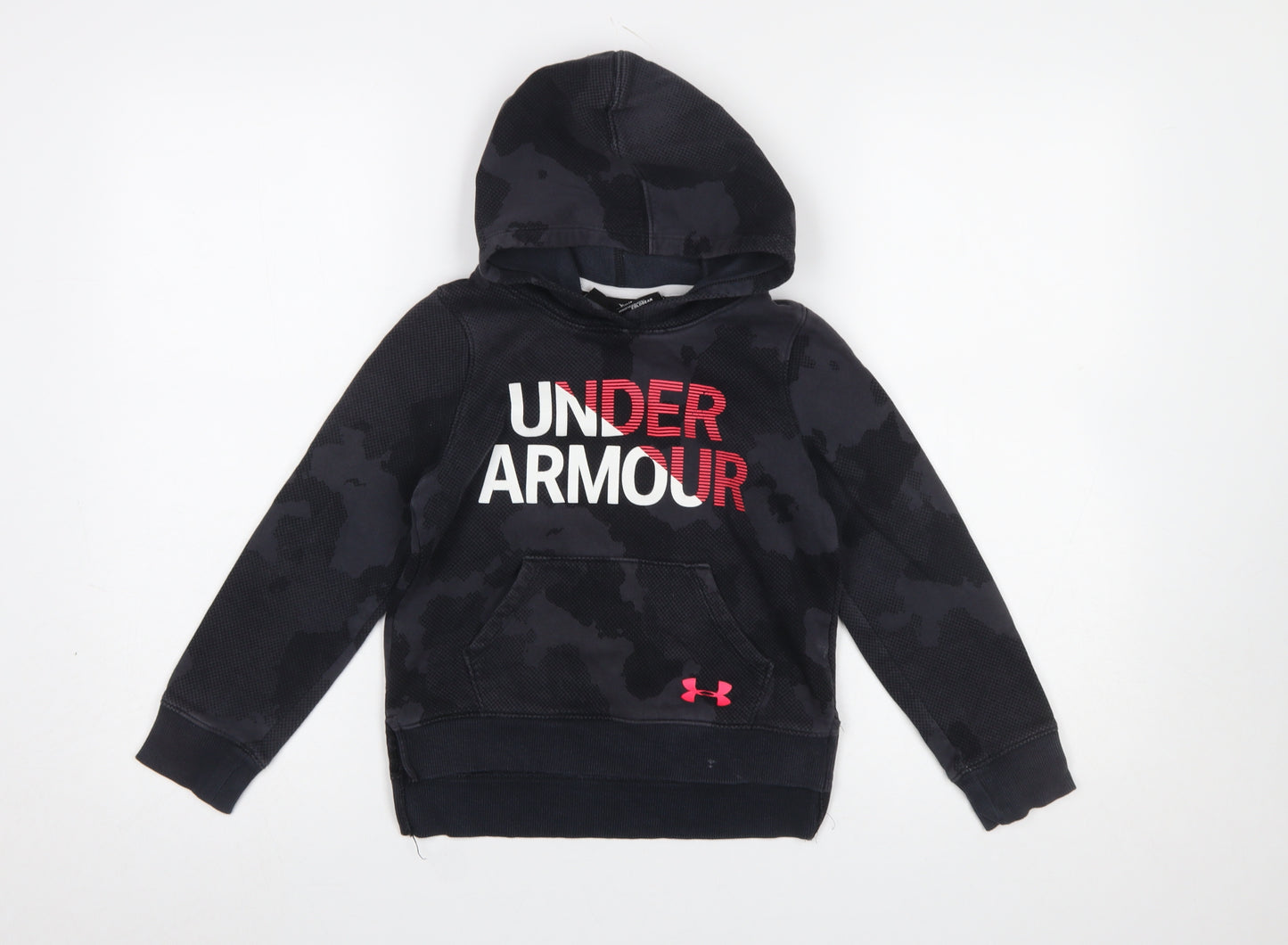 Under Armour Boys Black Camouflage Pullover Hoodie Size Small Cotton Blend