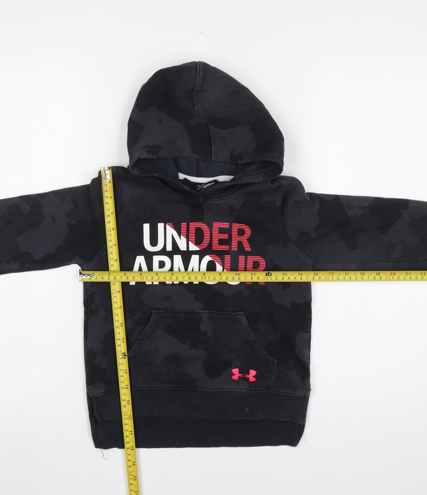 Under Armour Boys Black Camouflage Pullover Hoodie Size Small Cotton Blend