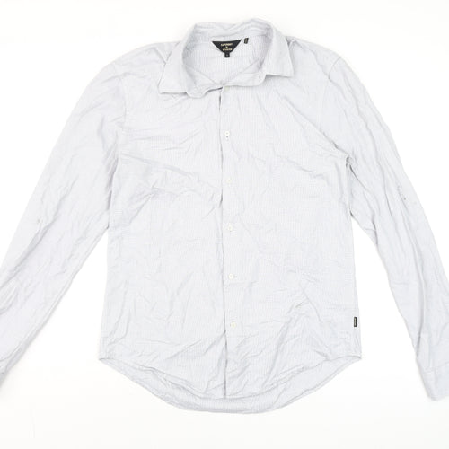 Superdry Studios Men's Grey Cotton Long Sleeve Dress Shirt L
